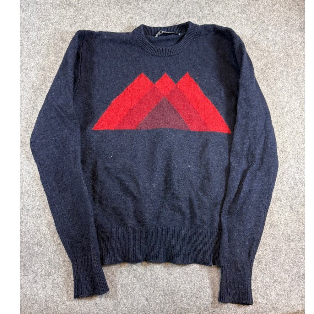 VINTAGE Y2K GAP Sweater Mens Small Blue Graphic Pullover Lambswool Knit Cozy